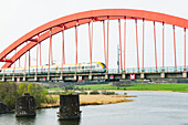 Train bridge above river