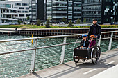 Vater mit Kindern beim Radfahren