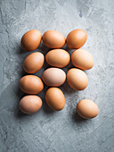 Eggs on grey background