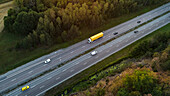Cars on highway, aerial view