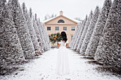 Bride in winter garden