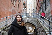 Smiling woman looking away