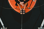 Woman sitting on boat