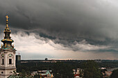 Storm clouds above city