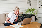 Woman using laptop