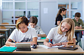 Teenage girls in classroom