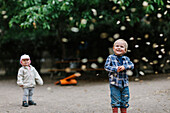 Smiling boy looking away