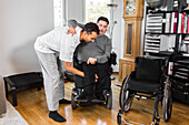 Career helping man in wheelchair