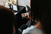 Women talking via video chat