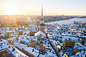 City buildings at winter