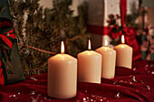 Advent candles in a row