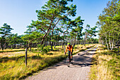 View of man cycling