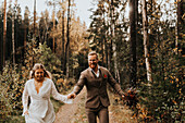 Happy bride and groom together