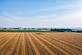 View of bales on field