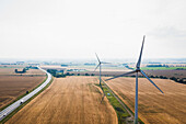 Wind turbines at field