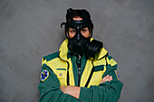 Portrait of ambulance staff wearing face mask