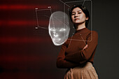 3D-Gesichtsabbildung einer jungen Frau