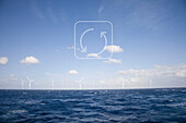 Windkraftanlagen-Modelle auf dem Meer