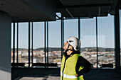 Woman at construction site