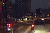 Cars at intersection in city