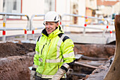Worker in reflective clothing during work
