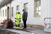 Worker in reflective clothing during work