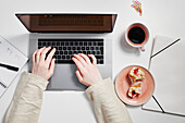 Woman's hands using laptop