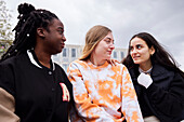 Three young female students at campus