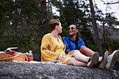 Female couple having picnic