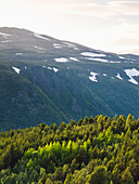 View of mountain with snow patches