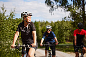 View of woman cycling