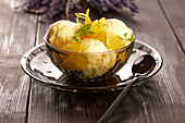 Bowl of vanilla-orange ice cream