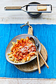 Penne with pumpkin-tomato sauce