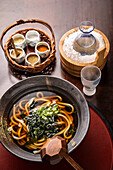 Soup with udon noodles (Japan)