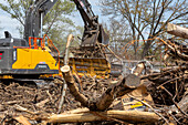 Construction of Detroit Hiking-Biking Trail, USA