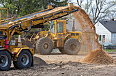 Construction of Detroit Hiking-Biking Trail, USA