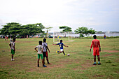 Young boys playing football in Galle, Sri Lanka