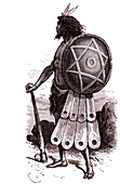 Prehistoric warrior, 19th century illustration