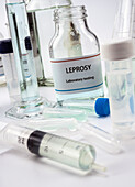 Test leprosy in laboratory, conceptual image
