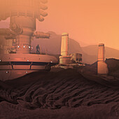 Industrial plant on Mars, illustration