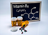 Chemical composition of vitamin B6, conceptual image