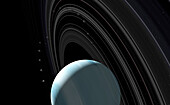 Uranus and moons, illustration