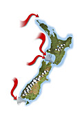 Winds in New Zealand, illustration