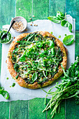 Green arugula pizza