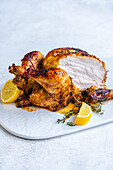 Roast chicken cooked in an air fryer