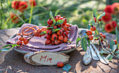 Rose hip bouquet as autumnal table decoration