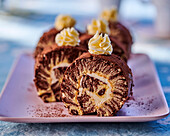 Hurricane-Swiss-Roll (sponge cake roll) with cocoa