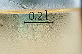 Cold drinking glass with measure line