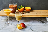 Healthy smoothies in glasses
