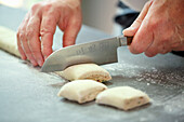 Cutting Chestnut pastries